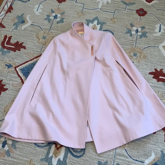TED BAKER London Designer cashmere wool CAPE PINK rose gold sold out! Rare M - Picture 14 of 14